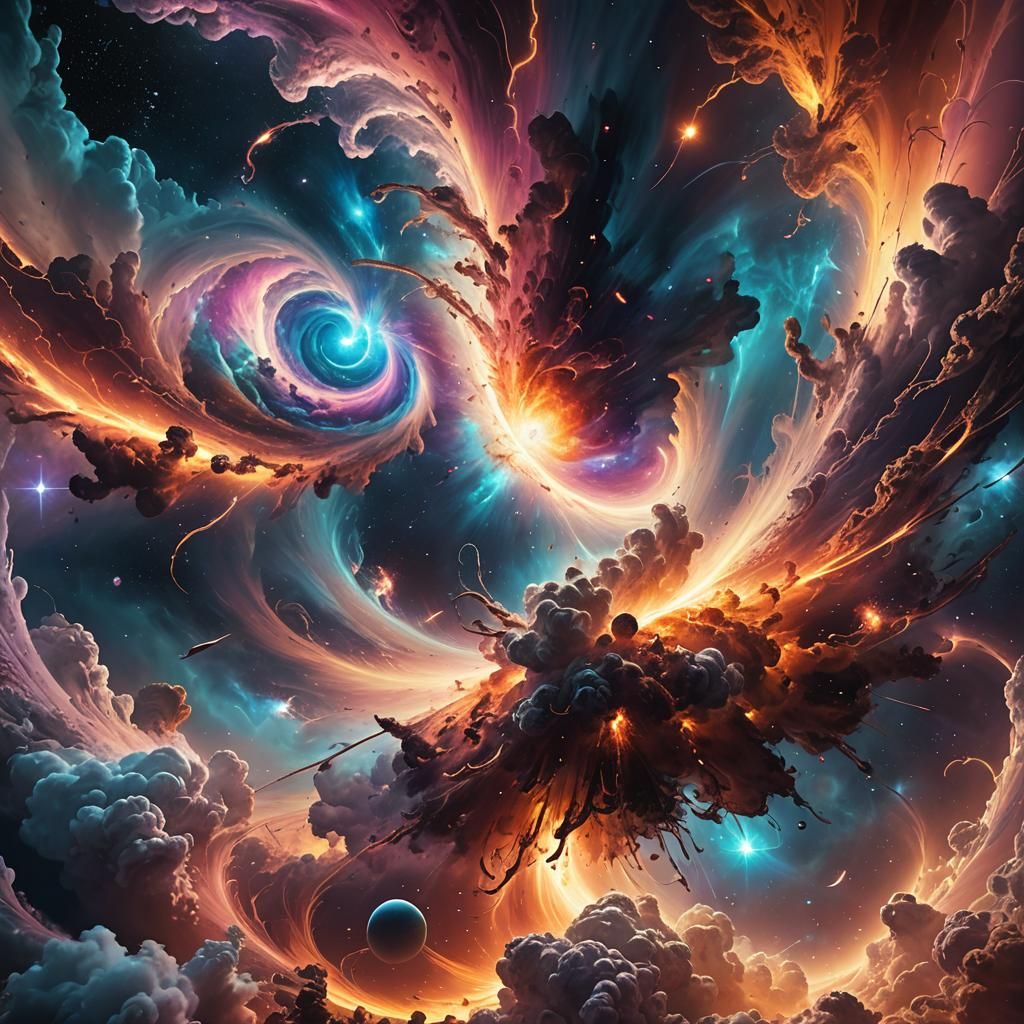 Cosmic Surrealism: Storm of Thoughts in Space