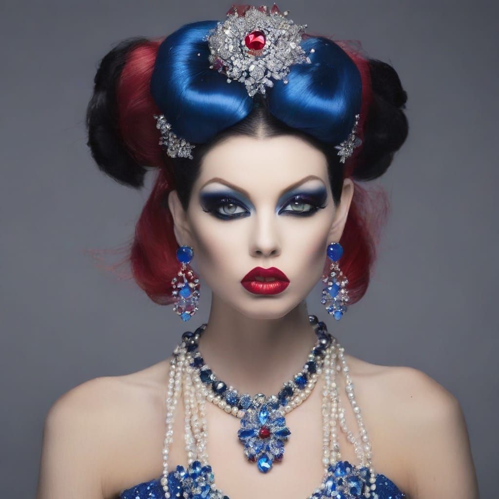 Goth Woman with Elaborate Bouffant Hair