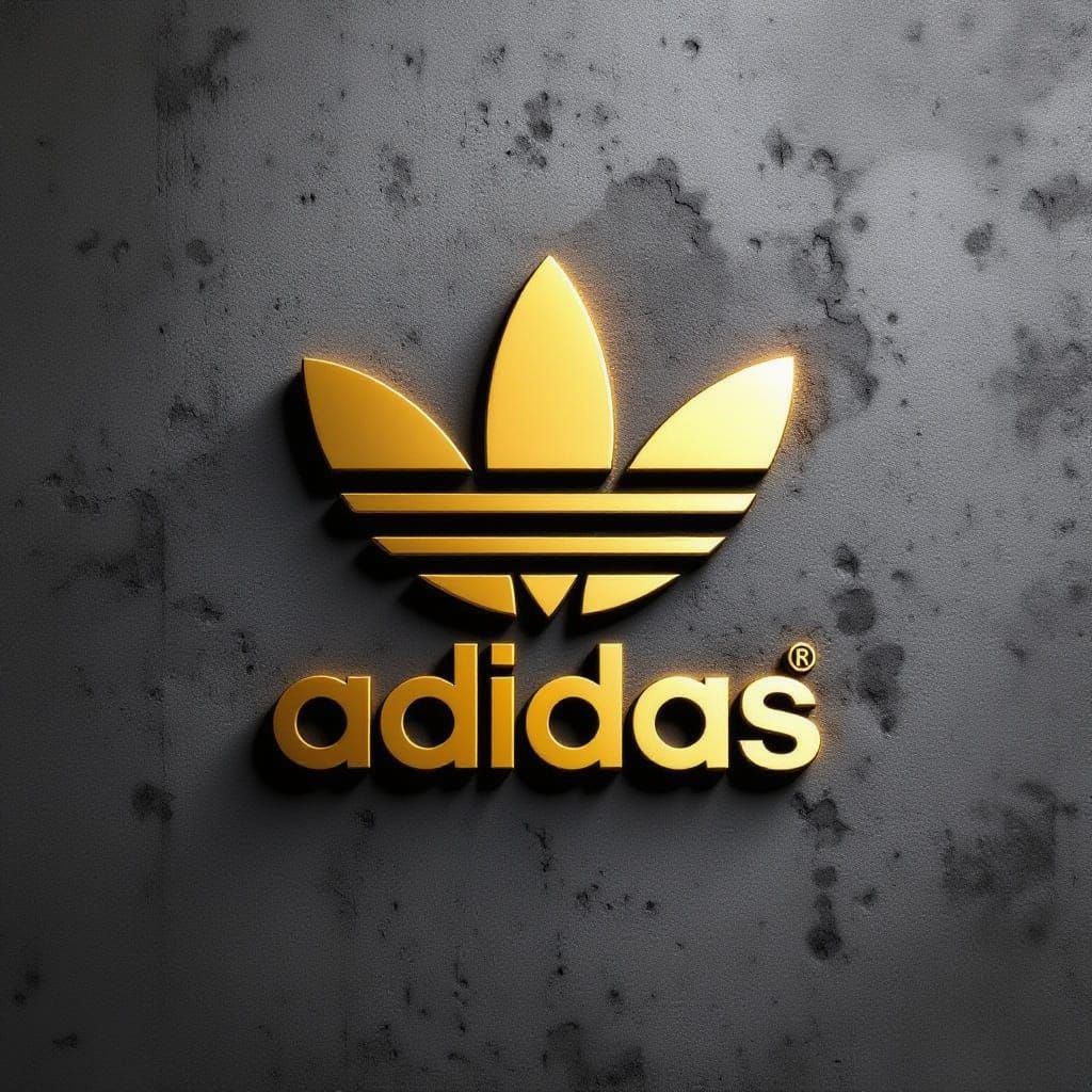 Elegant Gold Adidas Logo on Textured Concrete