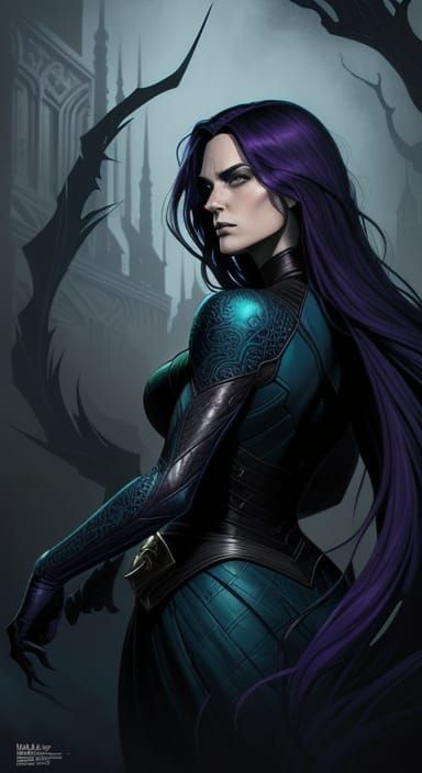 Serene Female Darkling in Comic Book Style