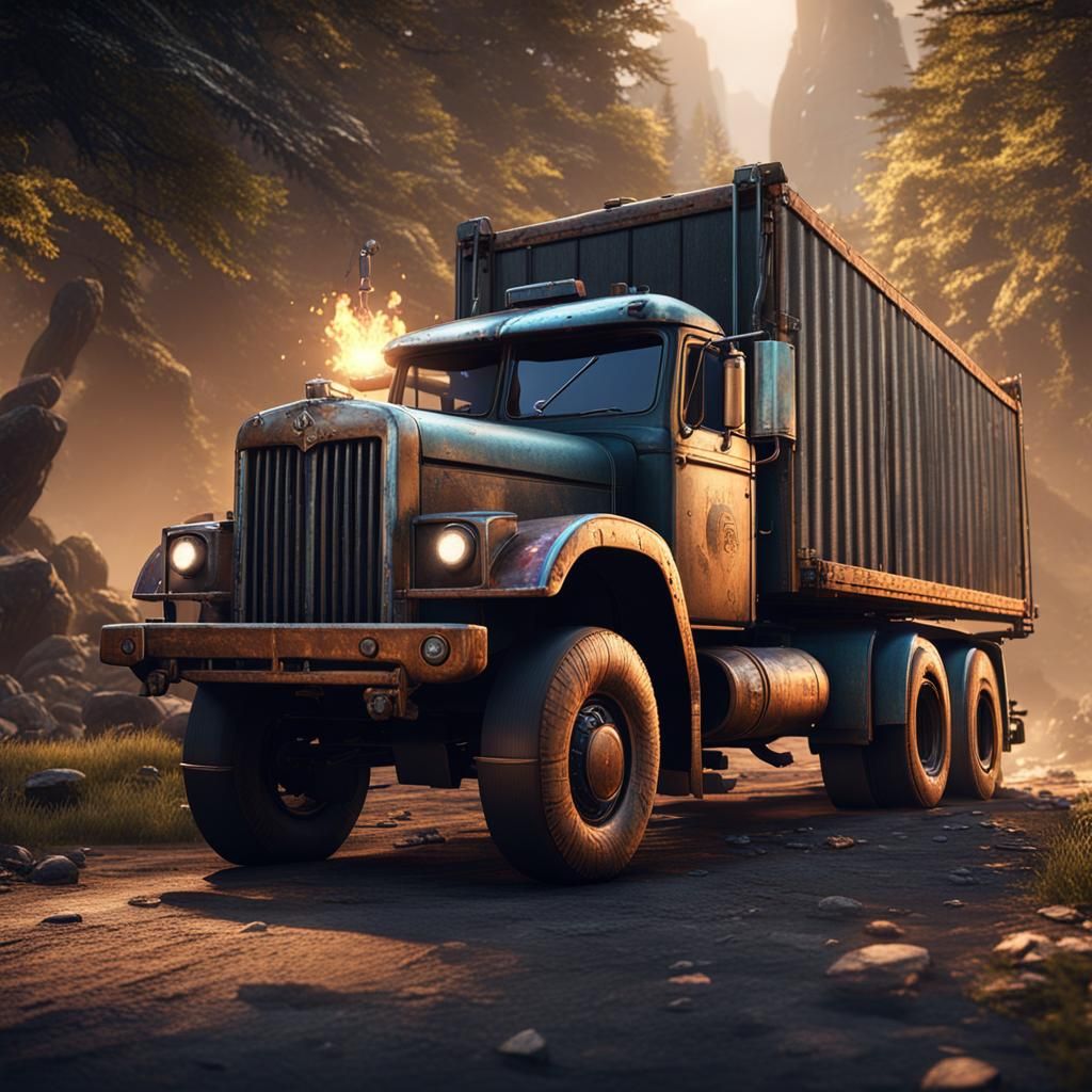 Truck Rendered with Cinematic 3D Game Graphics