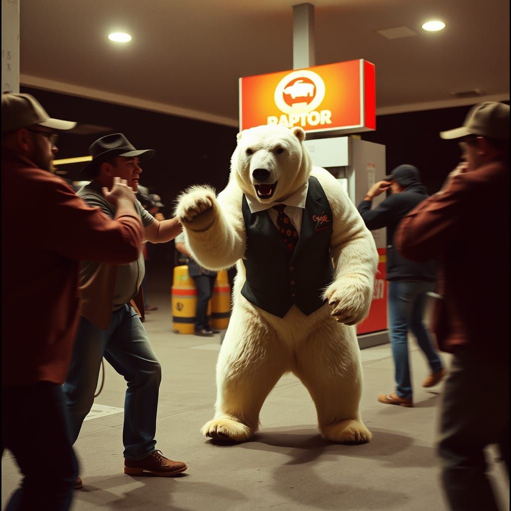 Rednecks vs Polar Bear: Cinematic Gas Station Brawl