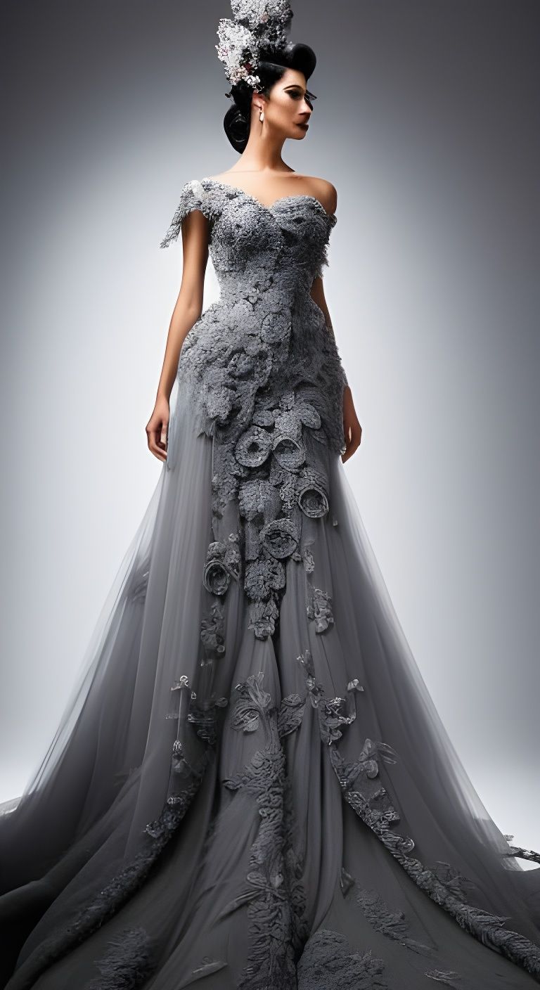 grey ball gown