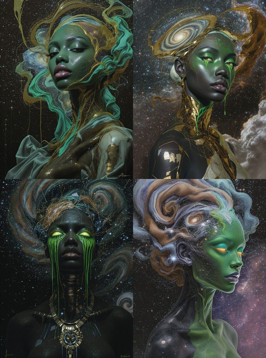 A full-body shot of a fragile African American figure dissol...