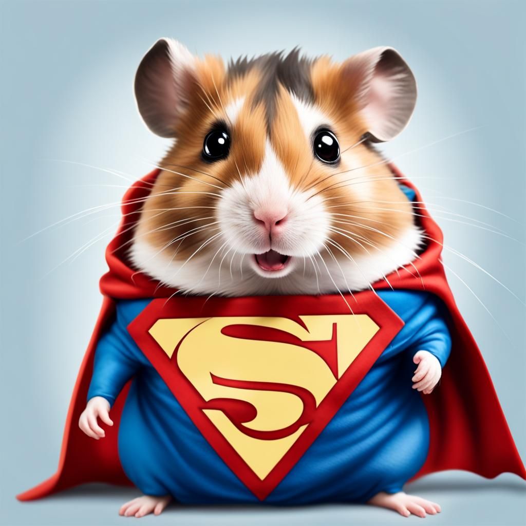 Hamster Superhero with 'M' Emblem