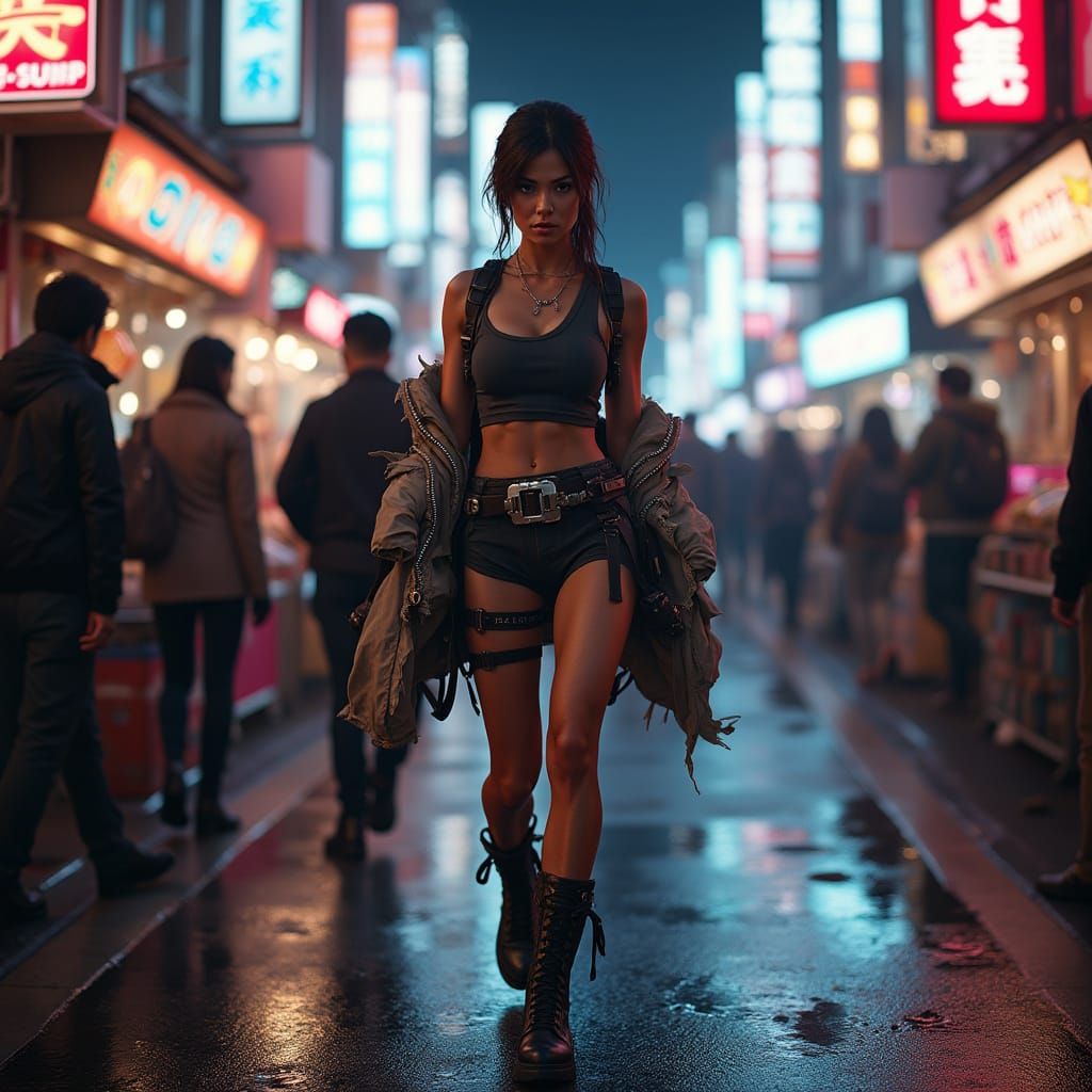 Lara Croft as Cyberpunk Fashion Model