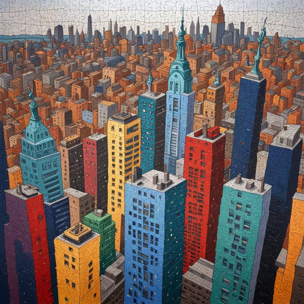 New York City as Abstract Puzzle Art