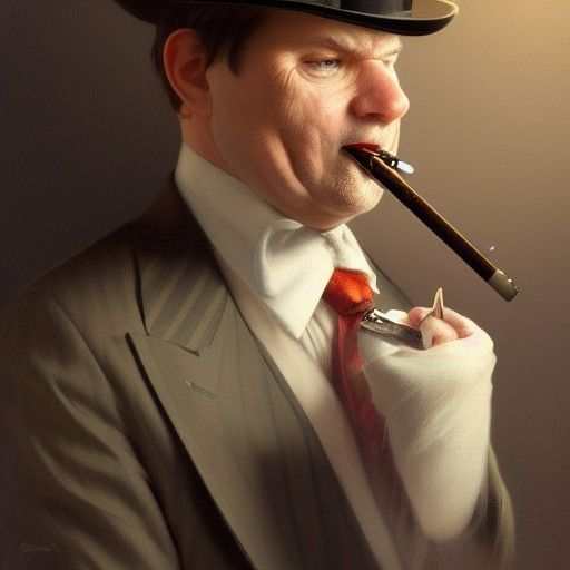 Tabby Cat Businessman Portrait in Art Nouveau Style