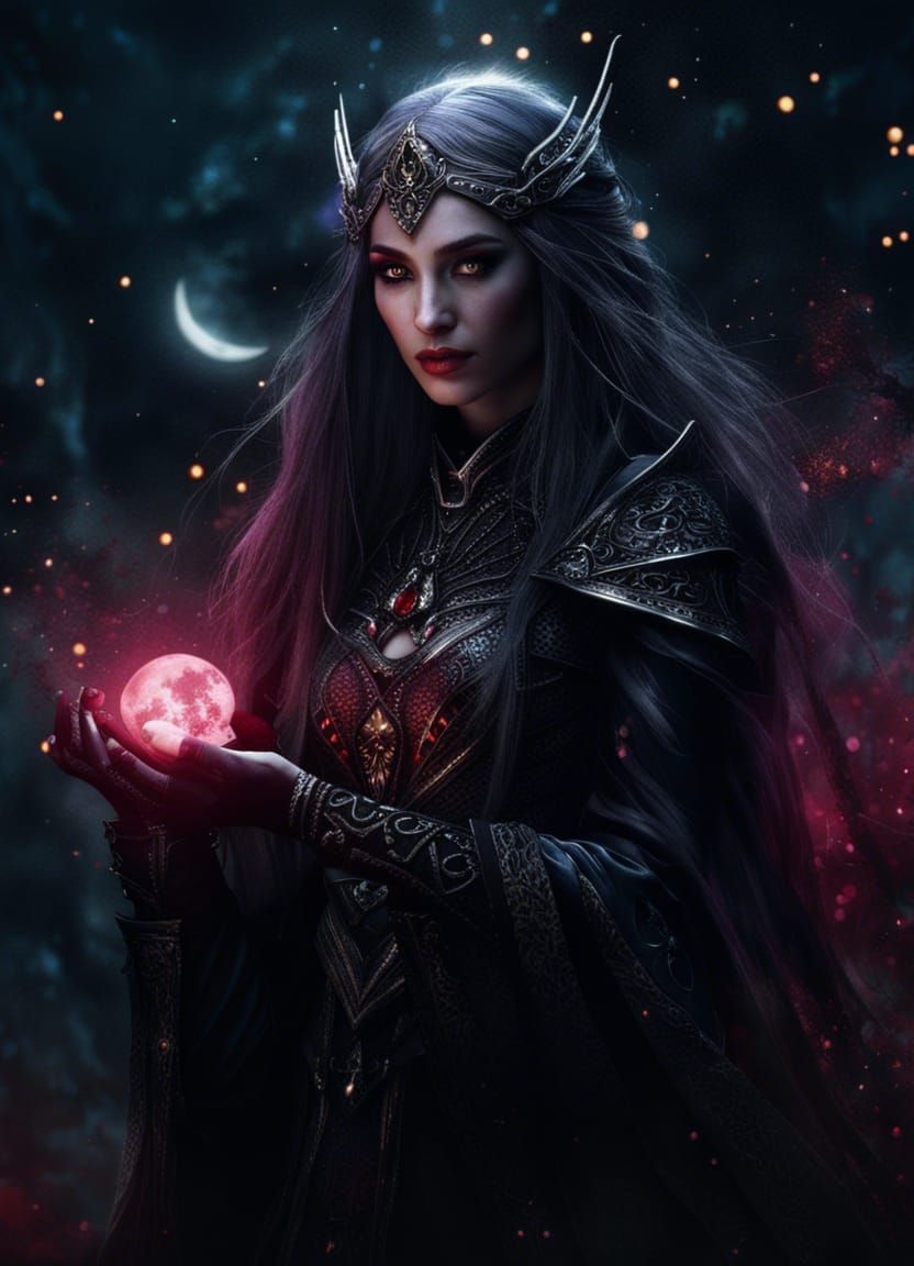 Beautiful Dark Elven Princess in Moonlight