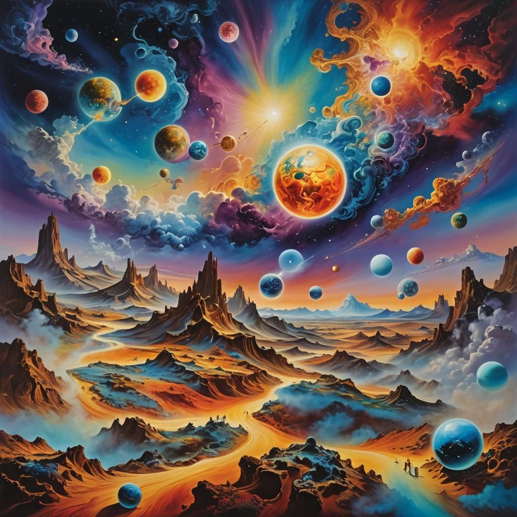 Surreal Travelers in a Cosmic Dreamscape