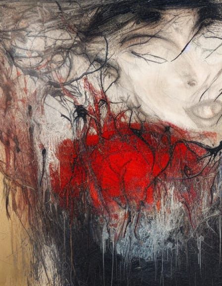 Abstract Expressionism Painting of Psychological Unraveling