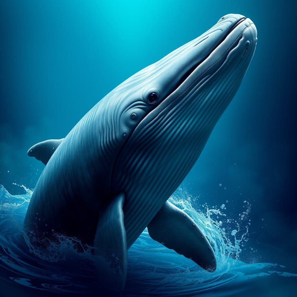 Majestic Whale, Hyperrealistic Marine Life in Stunning Ocean...