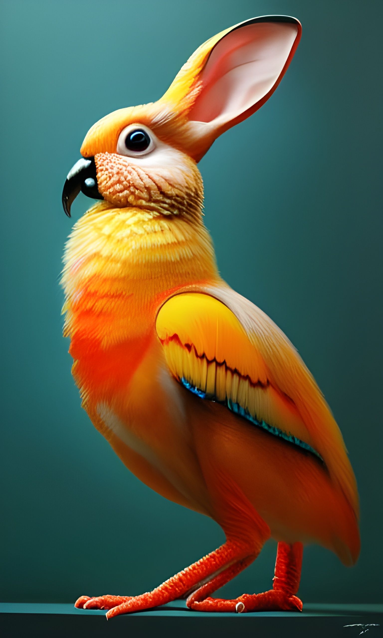Exotic Bird Bunny Hybrid in Detailed Digital Art