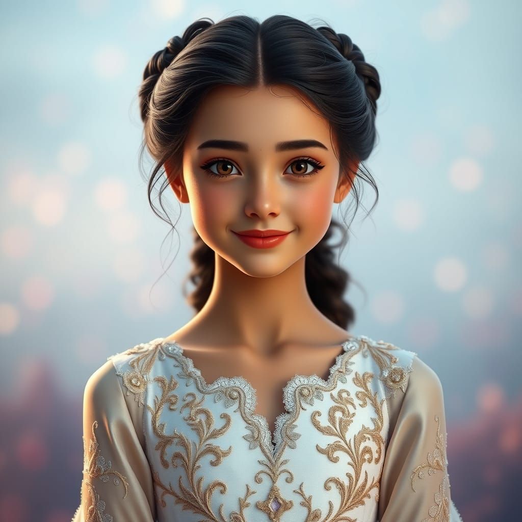 Dreamy Brunette Beauty in Ethereal Gown