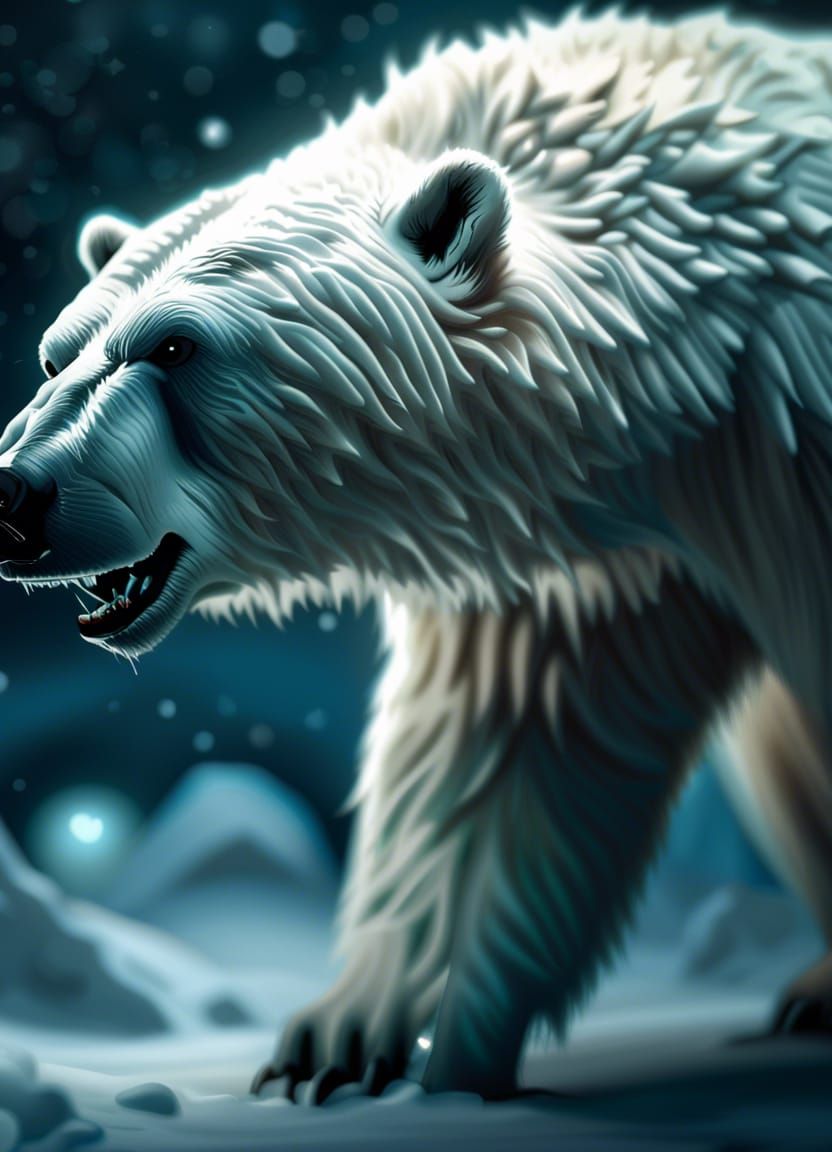 Killer Polar Bear in Blizzard: Hyperdetailed Photorealistic ...