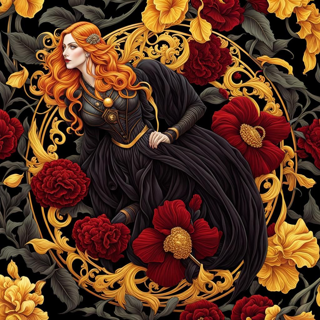 Alien Princess in Graphic Novel Art Nouveau Style