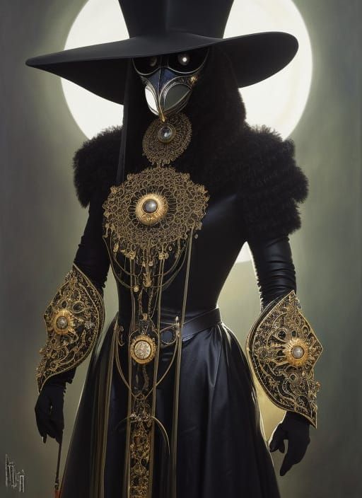 Gothic Plague Doctor Woman in Elaborate Detail
