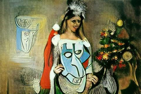 Christmas Maiden in Cubist Style
