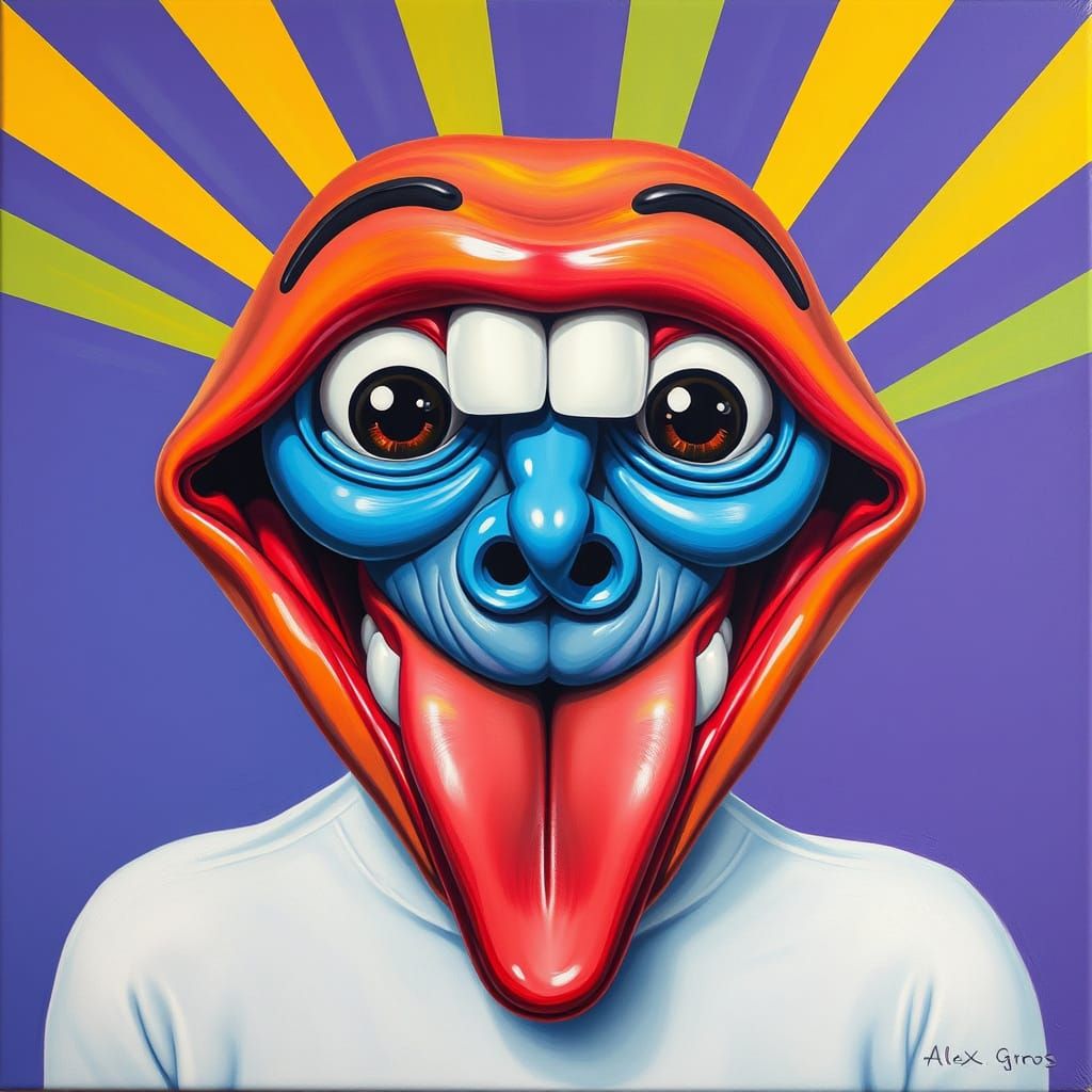 Vibrant Pop Art Portrait of a Humorous Hybrid Creature