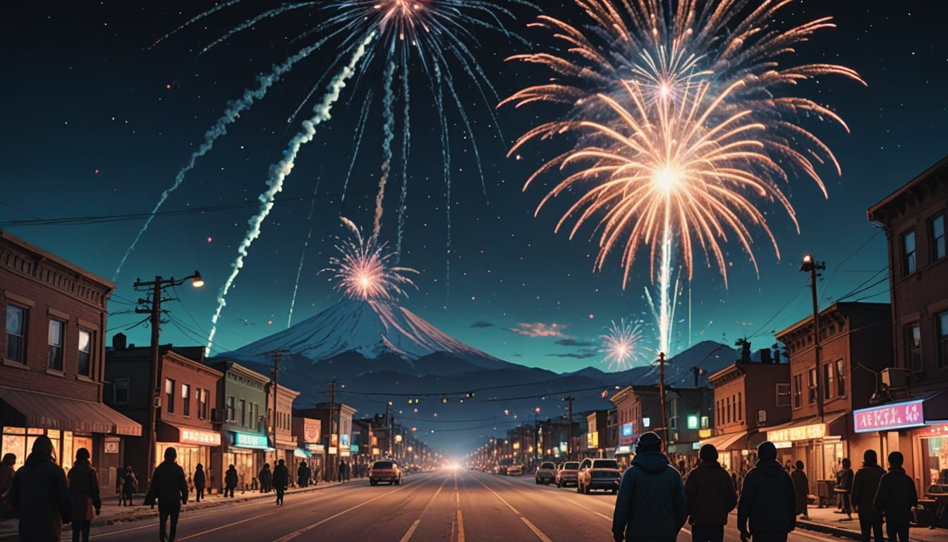 Cinematic Silvester Night Fireworks in Vibrant Color