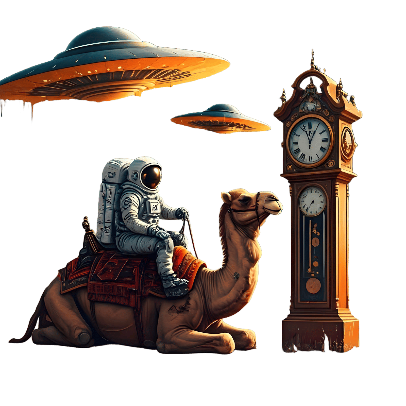 Astronaut on Polka Dot Camel in Desert Graffiti