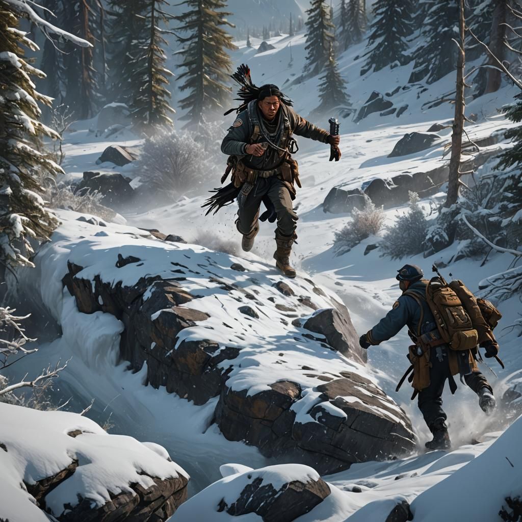 Arctic Pursuit: Native American FBI Tracker in Detailed Matt...