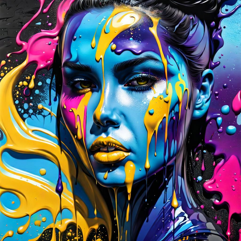 Polychromatic Graffiti Street Art with Oil Gouache