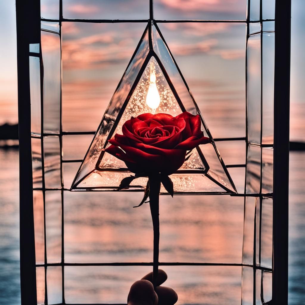 Illuminated Glassy Red Rose Digital Art