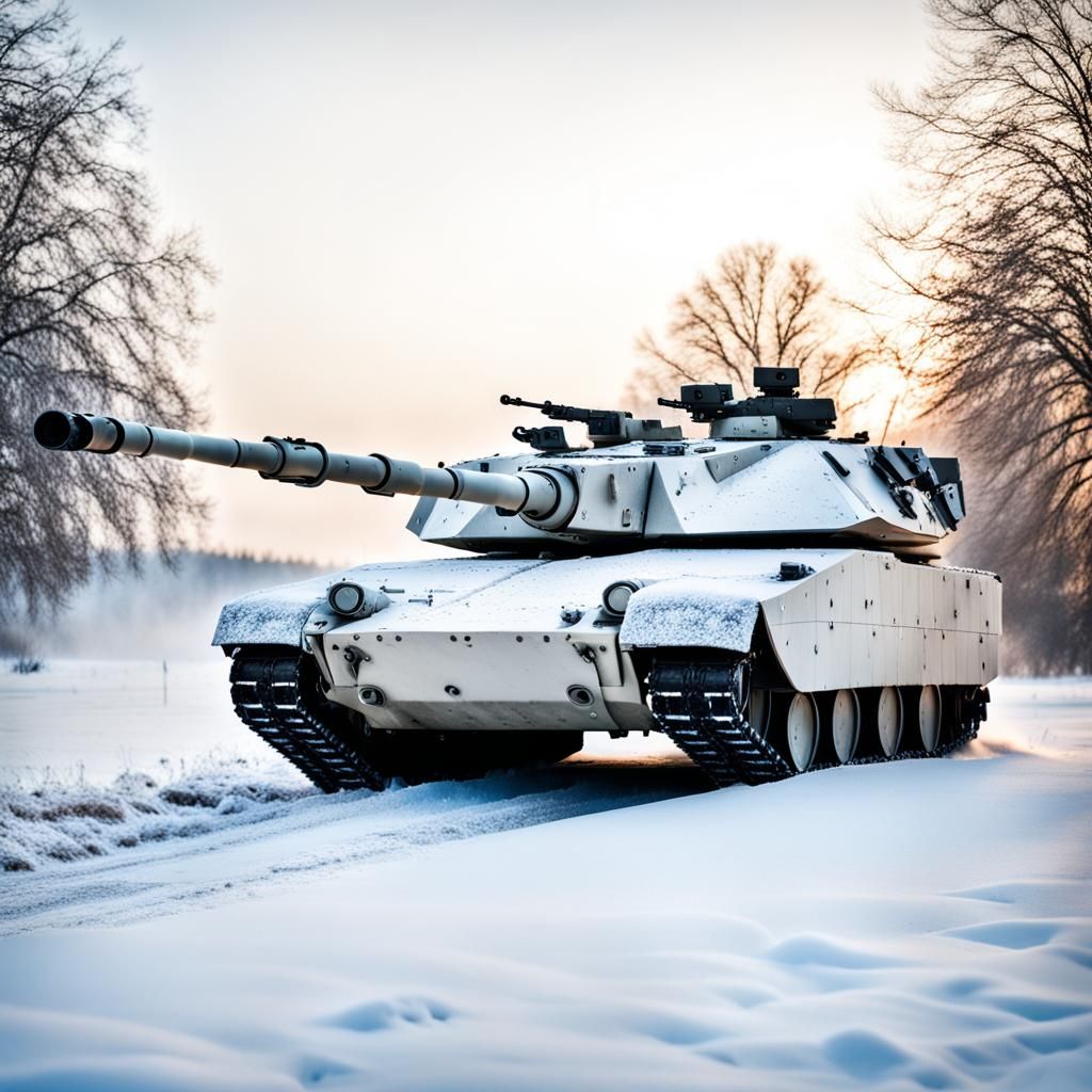 Polish M1A1 Abrams Tank in Winter Camouflage