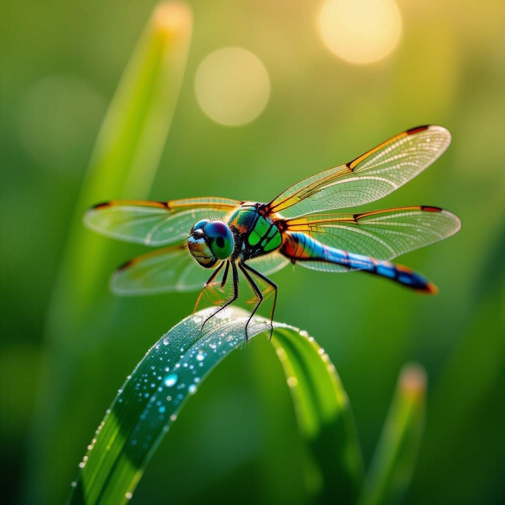 Vibrant Dragonfly Close-Up Macro Photography