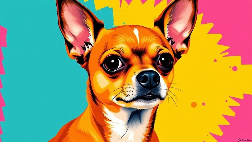 Pop Art Chihuahua Portrait in Vibrant Colors