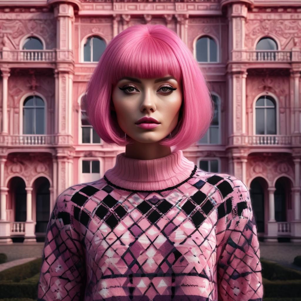 Pink Palace: Intricate Illustration in Zentangle Style