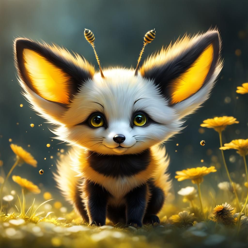 Adorable Bee Fox Digital Art