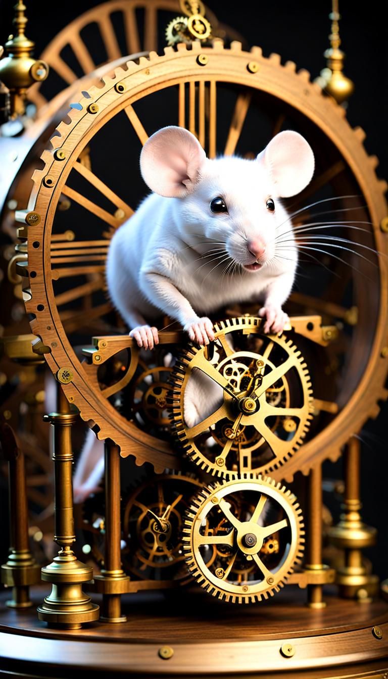 Steampunk Clockwork Mouse Fantasy Action Scene