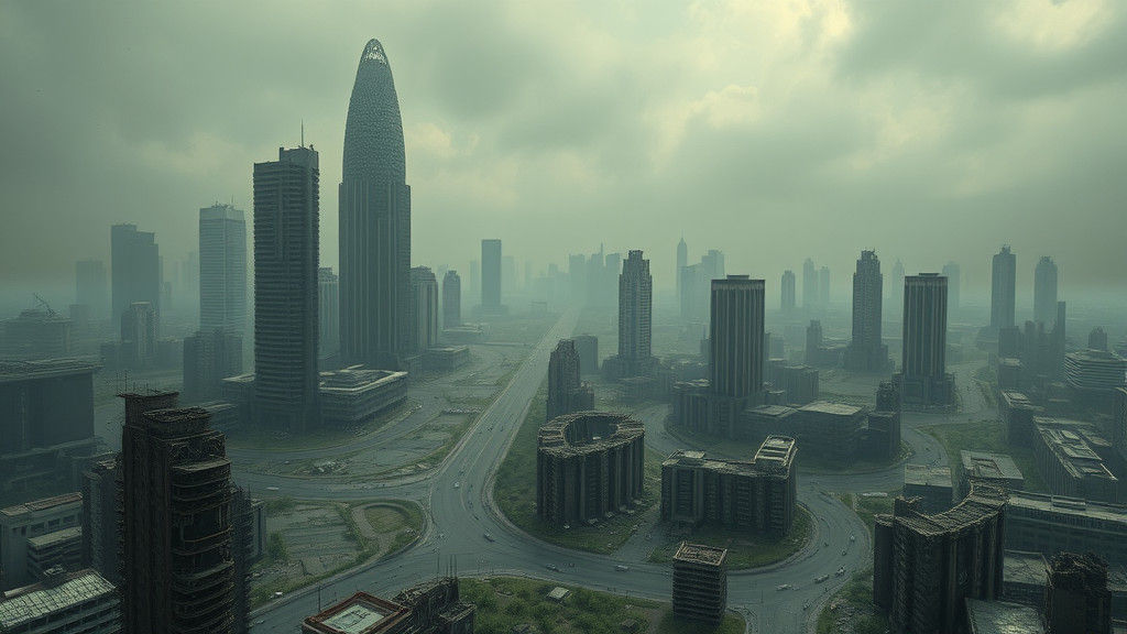 Post-Apocalyptic Jakarta Submerged, in Dystopian Futurism
