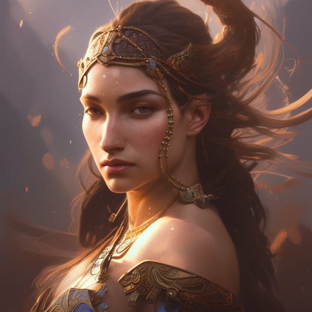 Sumerian Warrior Princess Portrait in Artstation Style