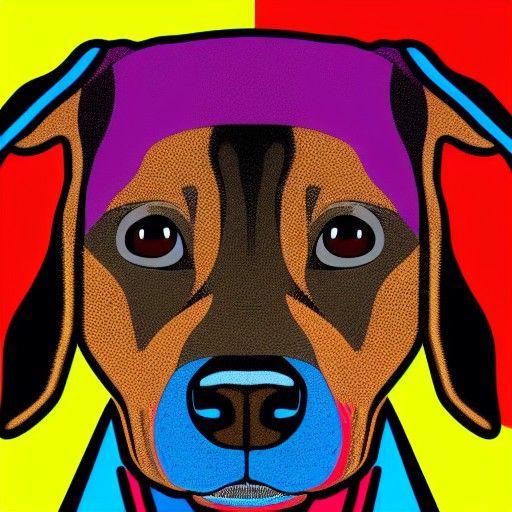 Pop Art Dachshund Screen Print in Bauhaus Style
