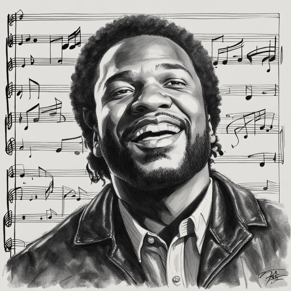 Black and White Pencil Sketch of Singer