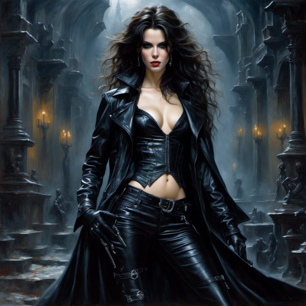 <lora:Intense dark:1.0> <lora:Beautiful Visions:1.0> Beautiful portrait of Kate Beckinsale as Selene in Underworld, goth...