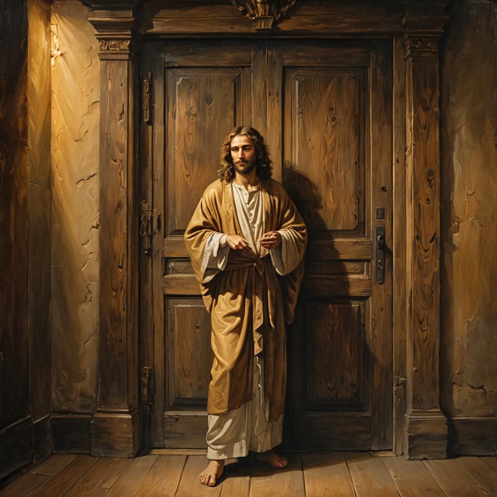 Christ Knocks: A Baroque Oil Painting in Chiaroscuro