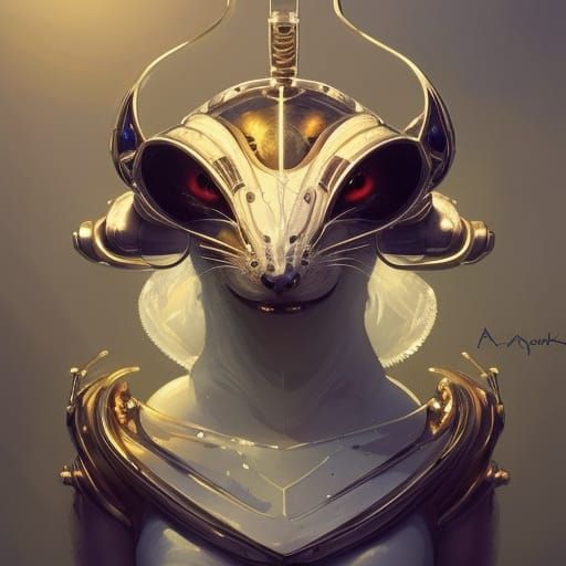 Cybernetic Rat Portrait in Hyperdetailed Style