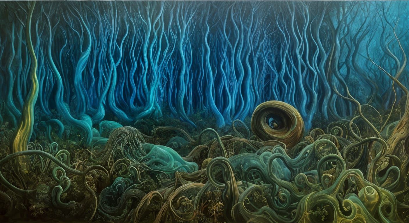 Ethereal Entity in Mystical Forest: Surrealist Oil Painting