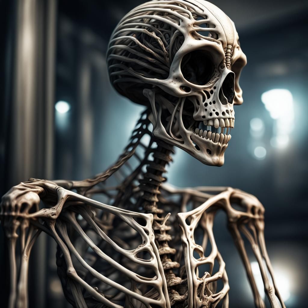 Hyperrealistic Alien Skeleton in High Definition