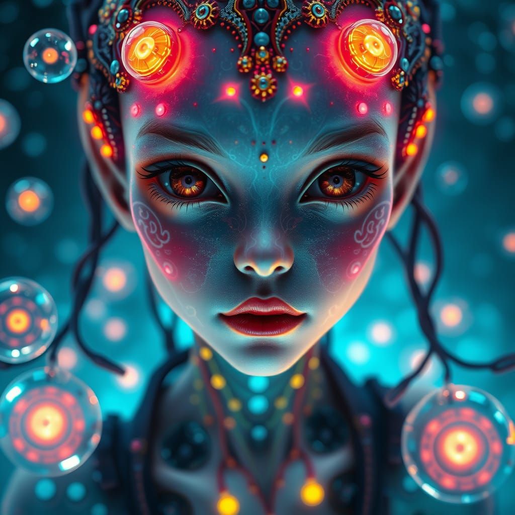 Surreal Cosmic Princess in Underwater Dreamscape