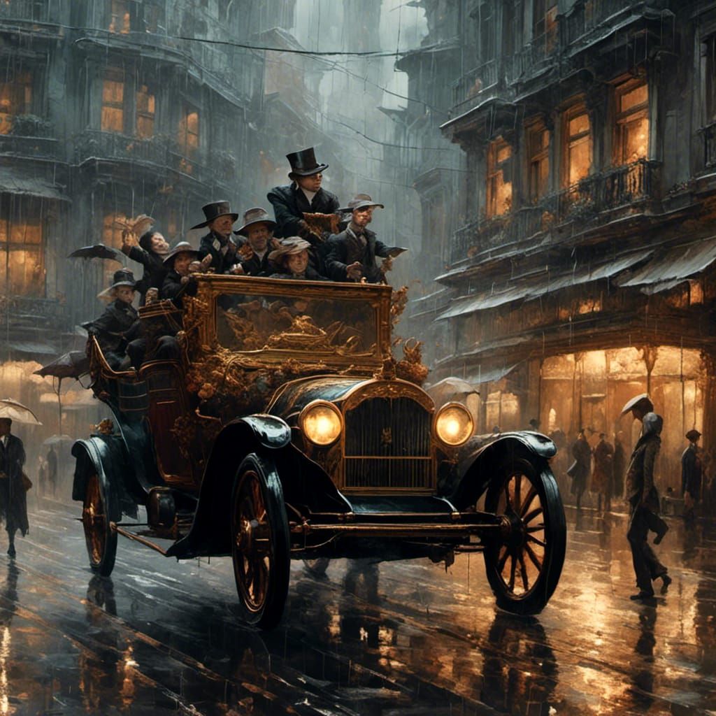 Banker and Motorcar: Detailed Digital Matte Painting