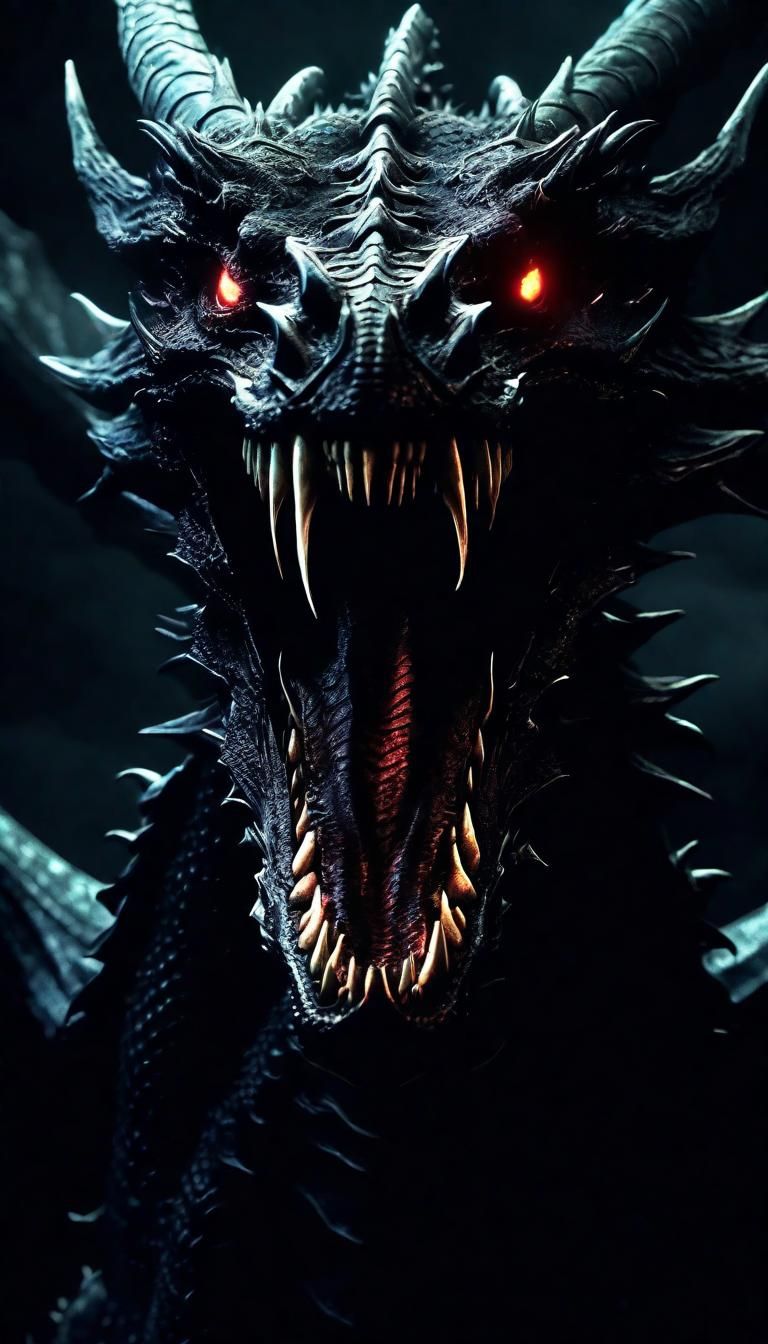 Colossal Black Void Dragon in Cell Shading