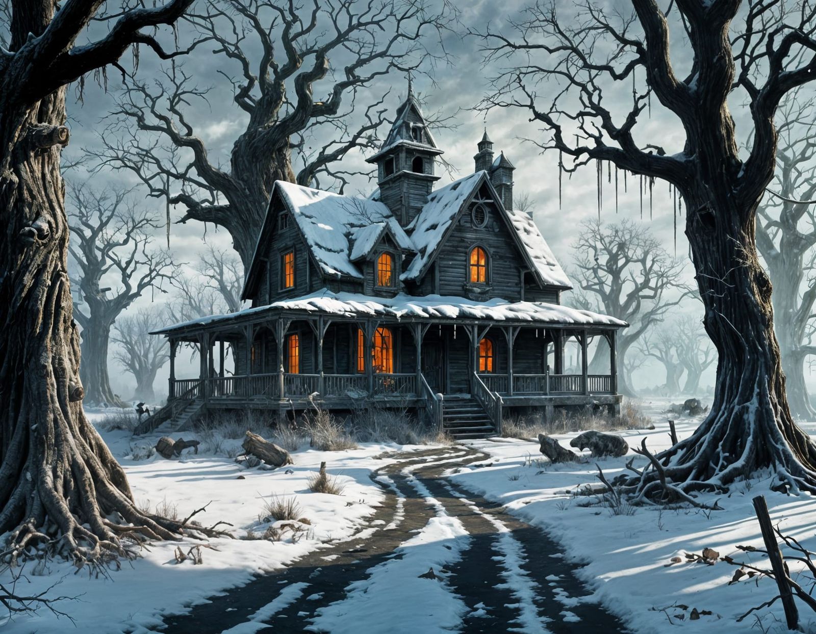 Horror House in Apocalyptic Winter Wonderland