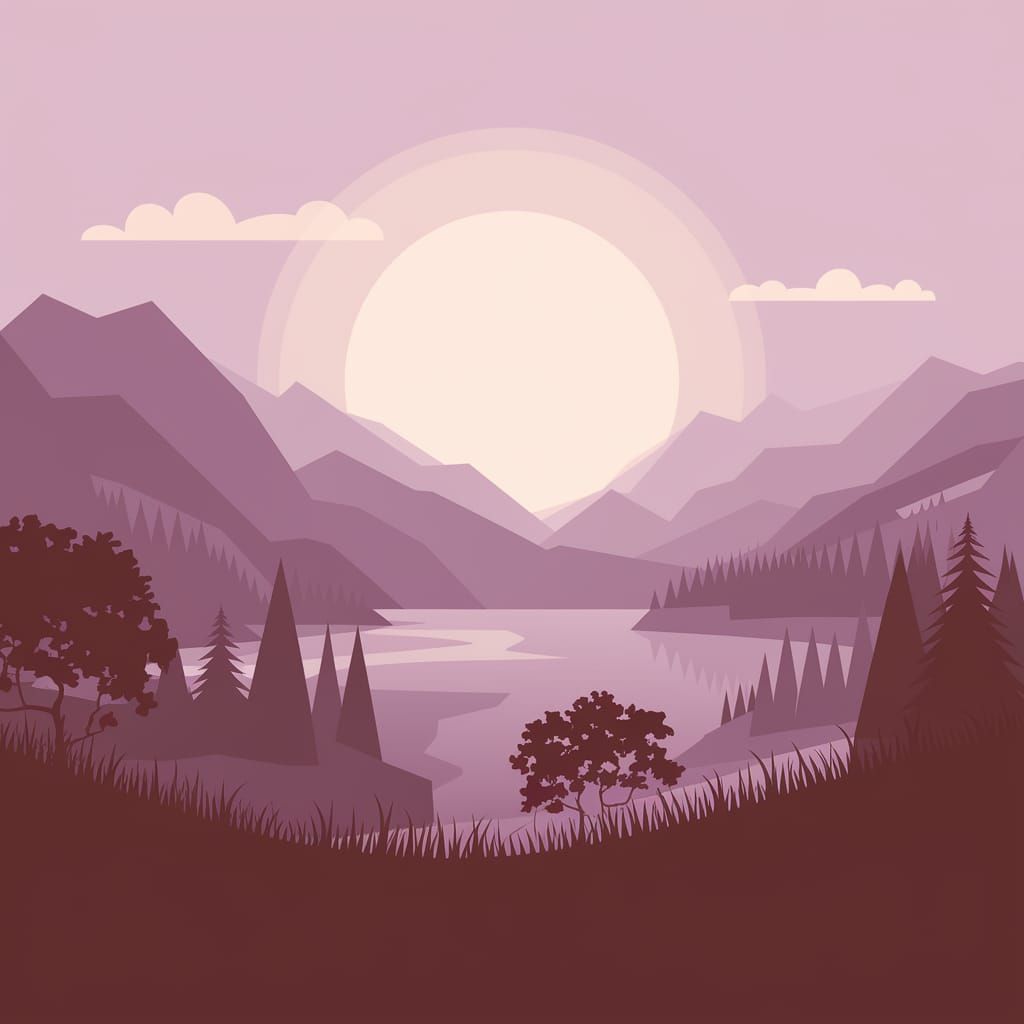 Ultraminimal Concept Art in Romantic Purple and Brown