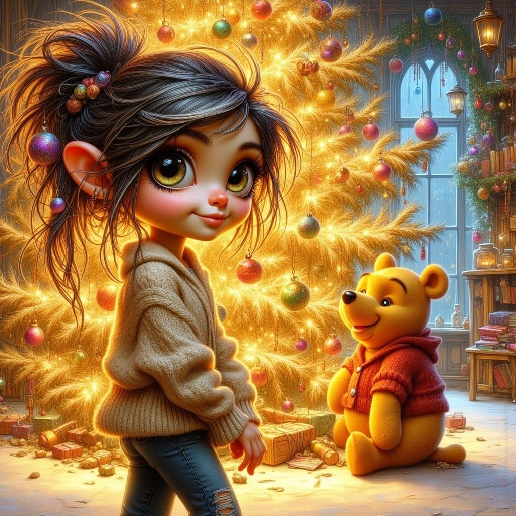 Pookie pixie and Winnie the Pooh gold tree