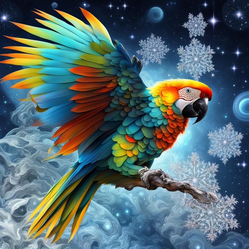 Exotic Fractal Parrots in Galactic Starry Night